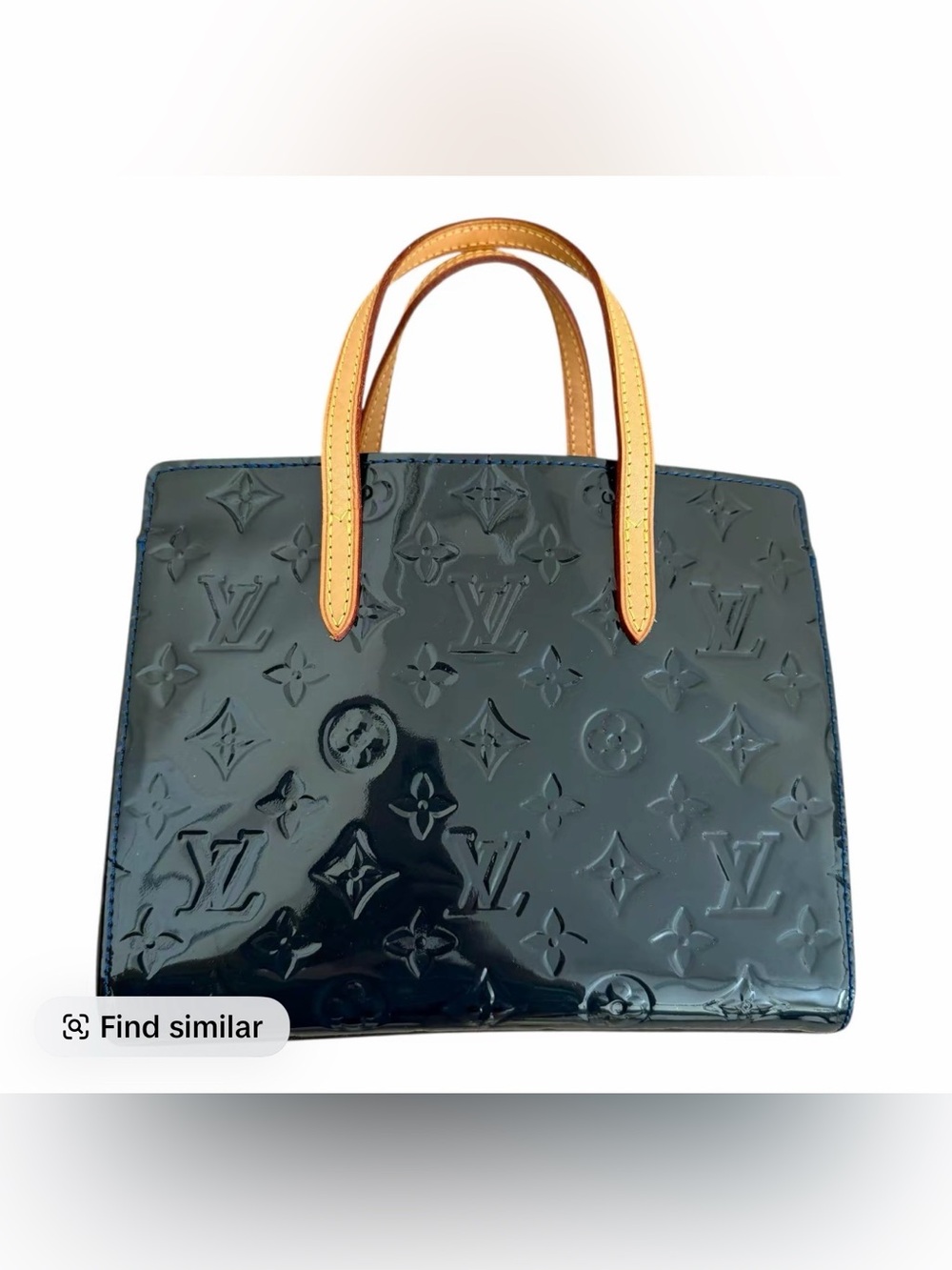 Louis Vuitton Dark Blue Vernis Tote with Leather Handles